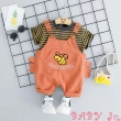【BABY Ju 寶貝啾】俏皮蜜蜂短袖吊帶褲套裝(杏色 / 橘色)