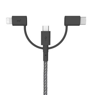 【PQI 勁永】i-Cable Multi-Plug 180cm 三合一傳輸線(Type-C接頭、Lightning  8pin 一線多用)