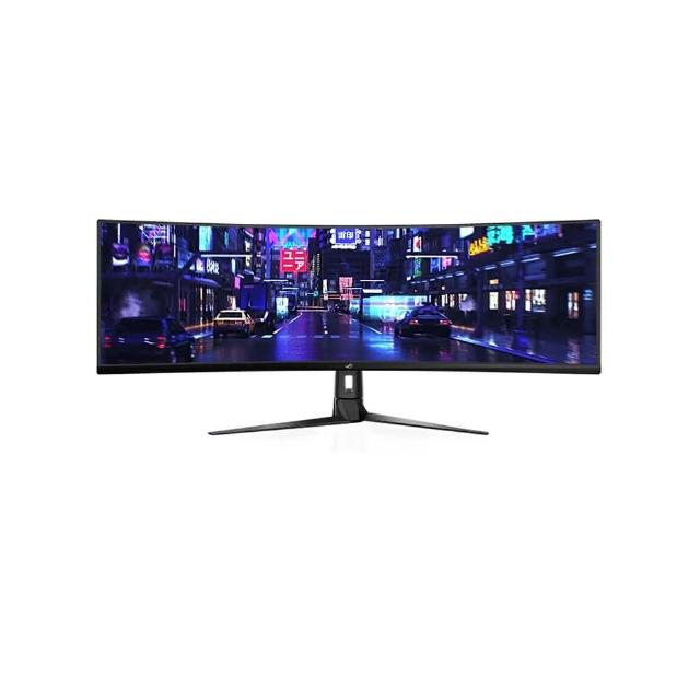  ASUS 華碩 XG49VQ 49型曲面 VA 面板顯示器，解析度 3840x1080 (4K 等效)，超寬 32:9 比例，提供沉浸式視覺體驗。支援 144Hz 更新率及 FreeSync 同步技術，適用 DisplayPort 及 HDMI 連線，無觸控功能，享 3 年保固。完美適合遊戲及多工使用。 