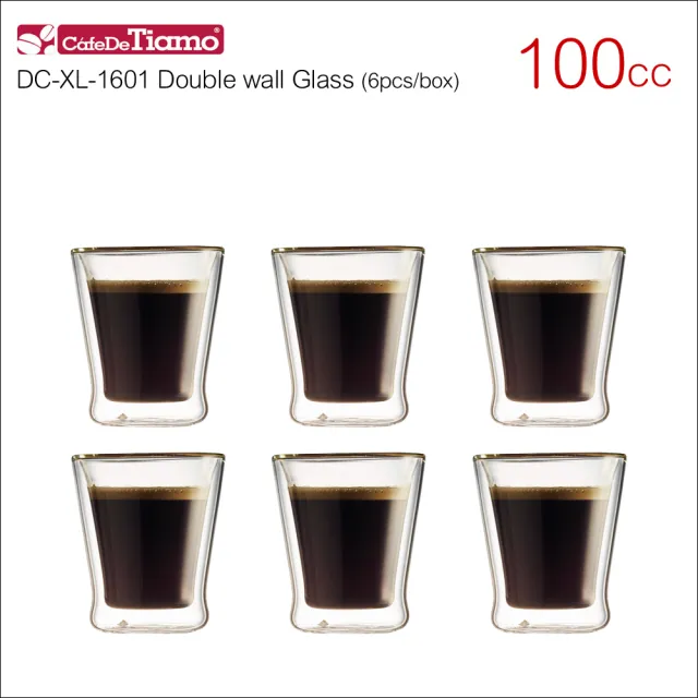 【Tiamo】DC-XL-1601 雙層玻璃杯 100cc*6入(HG2051)