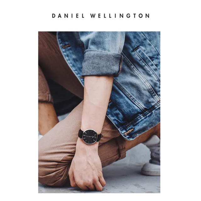 【Daniel Wellington】DW 手錶  Classic Cornwall 40mm寂靜黑織紋錶(兩色 DW00100148)