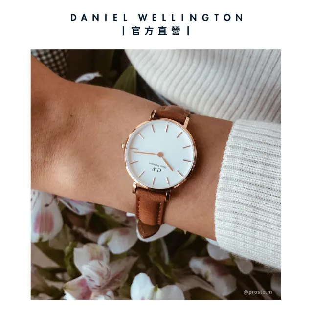 Daniel Wellington】DW 手錶Petite Durham 32mm淺棕色真皮皮革錶-玫瑰