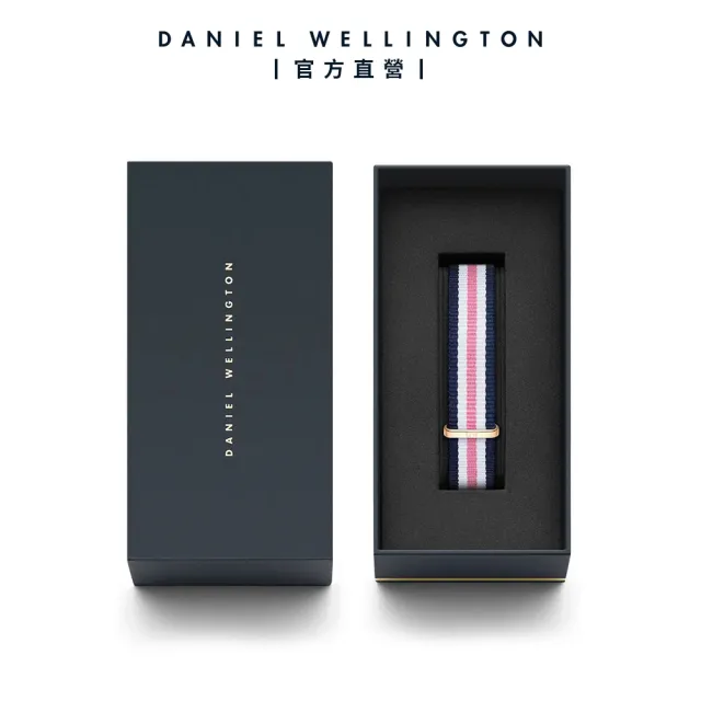 【Daniel Wellington】DW 錶帶 Classic Southampton 18mm藍白粉織紋錶帶-玫瑰金(DW00200034)