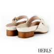 【HERLS】氣質溫柔 全真皮瑪莉珍尖頭穆勒鞋(白色)