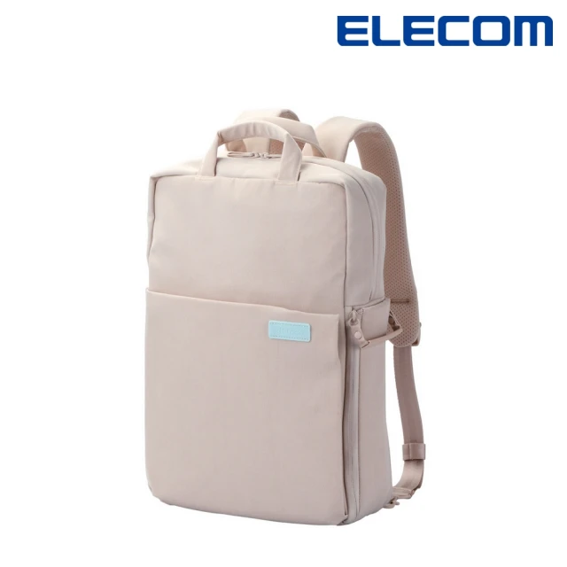 【ELECOM】帆布多功能3WAY薄型後背包OF04 - 卡其(馬卡龍限定色)