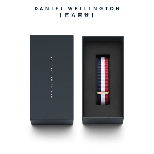 【Daniel Wellington】DW 錶帶 Classic Cambridge 20mm藍白紅織紋錶帶-玫瑰金(DW00200003)