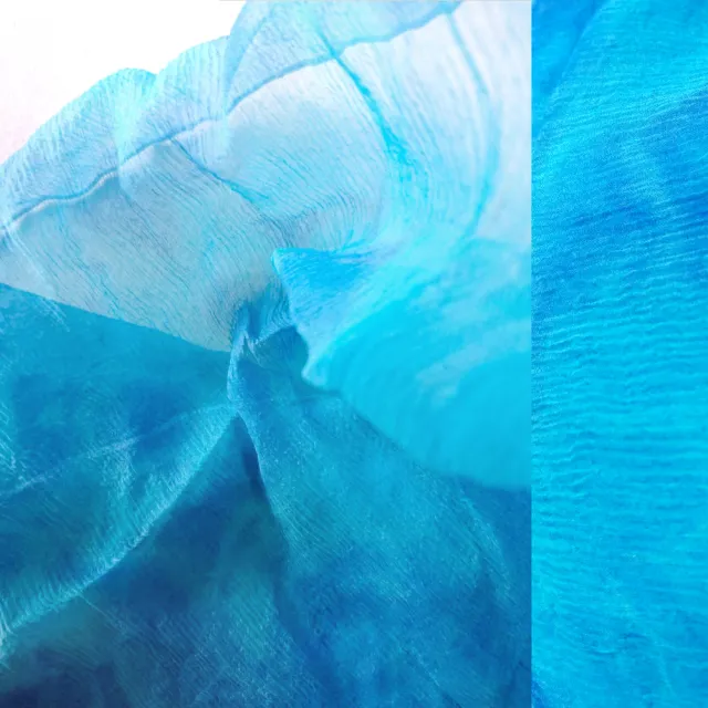 【LASSLEY】100%蠶絲絲巾-限量渲染系列 純淨藍-大(台灣製造 手工植物染 純蠶絲混色系披肩)