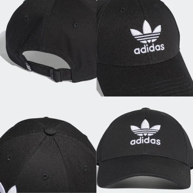 【adidas 愛迪達】老帽 Trefoil Baseball Cap 愛迪達 三葉草 運動休閒 可調帽圍 穿搭 黑 白(EC3603)