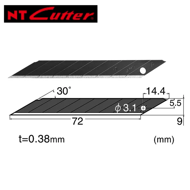 【NT Cutter】BA15P  超銳角30度美工刀片-10入(黑刃)