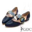 【GDC】真皮拼接中空尖頭質感平底鞋-藍色(911894)