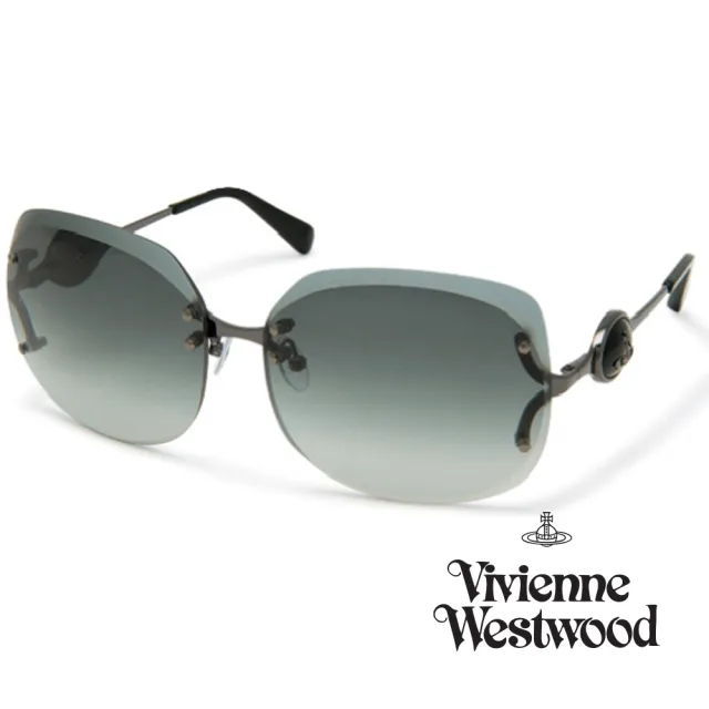 【Vivienne Westwood】英國精品時尚前衛無邊框系列造型太陽眼鏡(VW66802-銅銀)