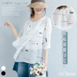 【ACheter】藝術圖騰涼感層次飄逸剪裁寬鬆設計七分袖上衣#102703(2色)