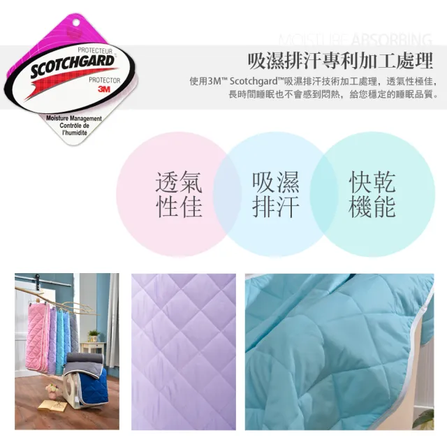 【寢城之戀】台灣製造 雪紡棉3M吸濕排汗處理 透氣鋪棉涼被(多色任選)