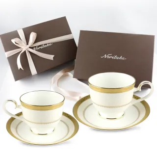 【NORITAKE】華麗年代咖啡對杯-金邊(禮盒組)