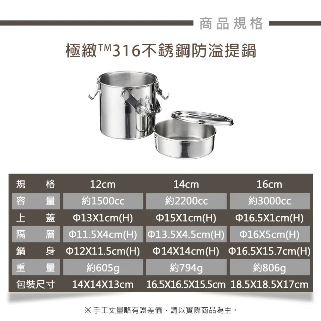 【PERFECT 理想】極緻316不鏽鋼防溢提鍋14cm(台灣製造)