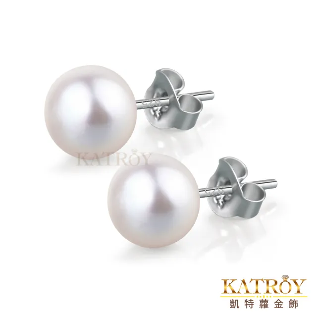 【KATROY】天然珍珠(8.0- 9.0mm．母親節禮物．純銀耳環)