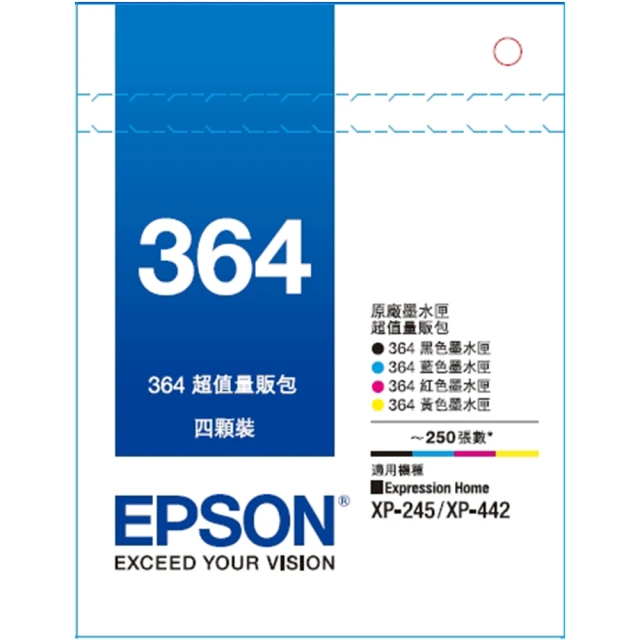【EPSON】1黑3彩墨水組★T364 1黑3彩墨水匣