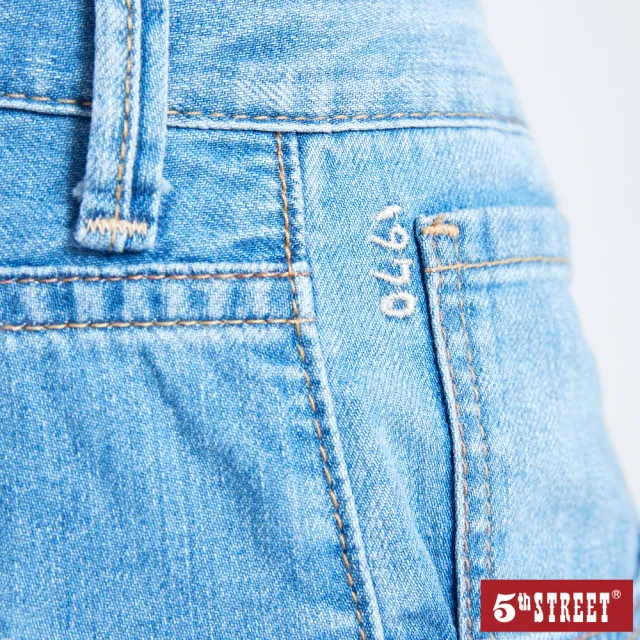【5th STREET】男牛仔短褲-拔洗藍