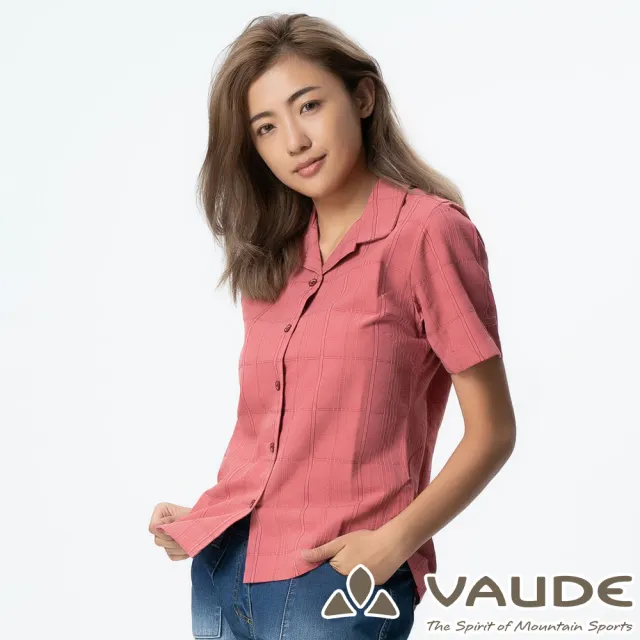 【VAUDE】女短袖格紋襯衫(VA-06053紫格/吸溼排汗/透氣舒適/簡約質感/零碼出清)
