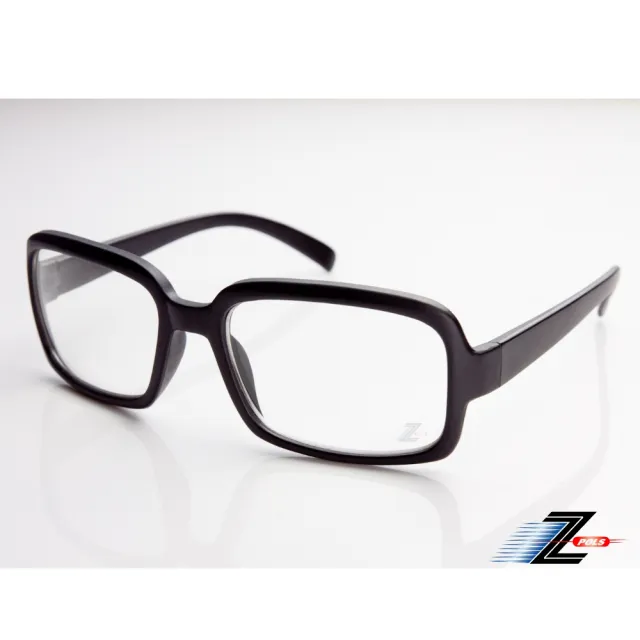 【Z-POLS】復古大方黑框設計超修飾質感流行抗UV400平光眼鏡(MIT台灣製造舒適好戴)