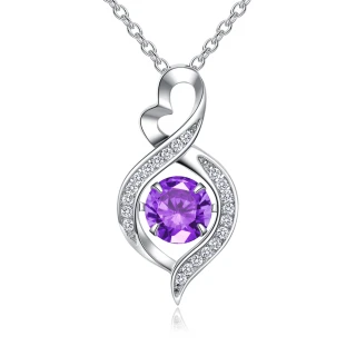【KATROY】天然紫水晶． 925純銀 ． 閃動． 跳舞石 天然寶石．PG6069(銀色款．母親節禮物)
