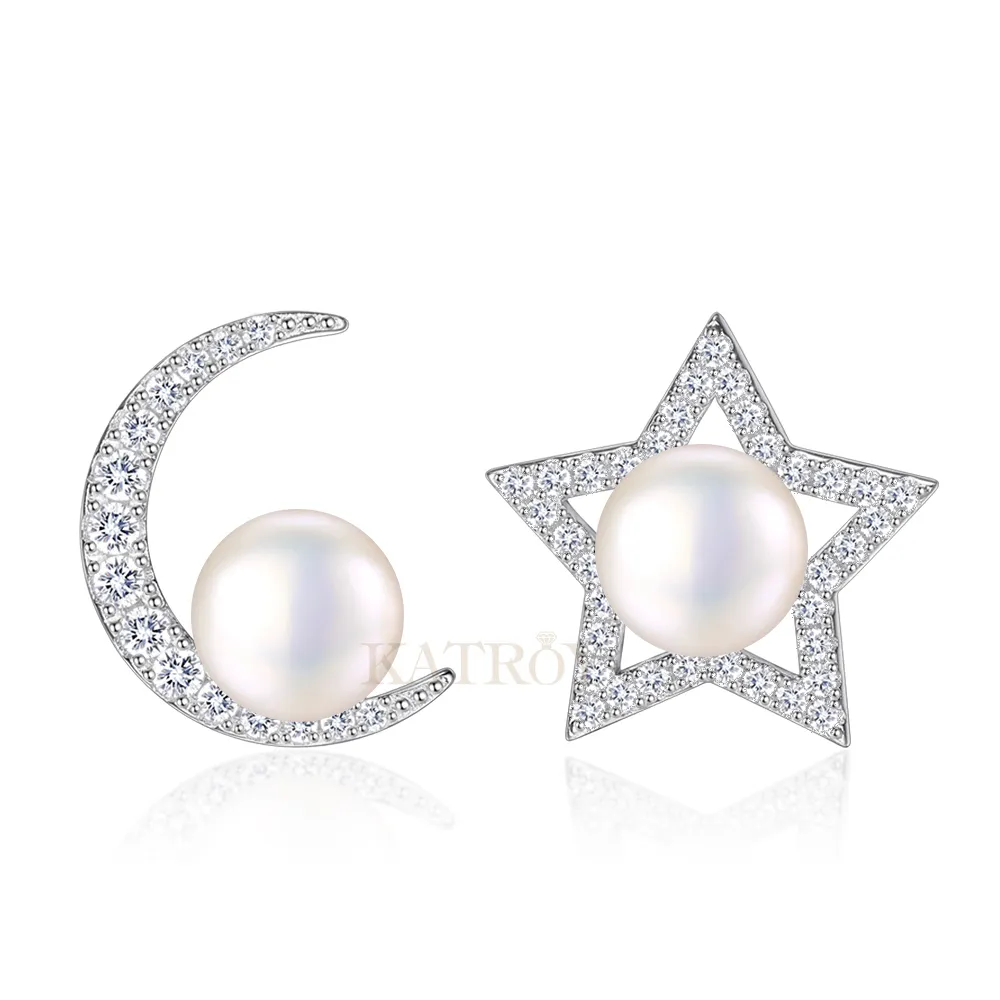 【KATROY】天然珍珠． 6.5-7.0mm ．母親節禮物(純銀耳環)