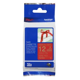 【brother】TZe-RW34 原廠絲質緞帶標籤帶(12mm 酒紅底金字)
