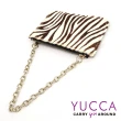 【YUCCA】牛皮+馬毛動物紋零錢鑰匙包-黑白色(14190011099)