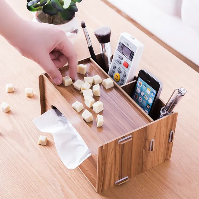 【VENCEDOR】DIY組合桌上紙巾盒(衛生紙盒 遙控器盒 木質 桌上紙巾收納盒-4入)