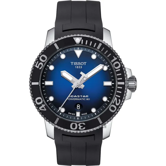 【TISSOT 天梭】水鬼 Seastar 1000 海洋之星300米潛水機械錶-藍x黑/43mm(T1204071704100)