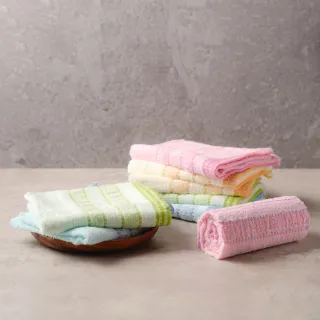 【OKPOLO】台灣製造雙橫條吸水毛巾-12入組(純棉家庭首選)
