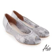 【A.S.O 阿瘦集團】時尚流行 優雅時尚時髦楔型跟魚口鞋(灰色)
