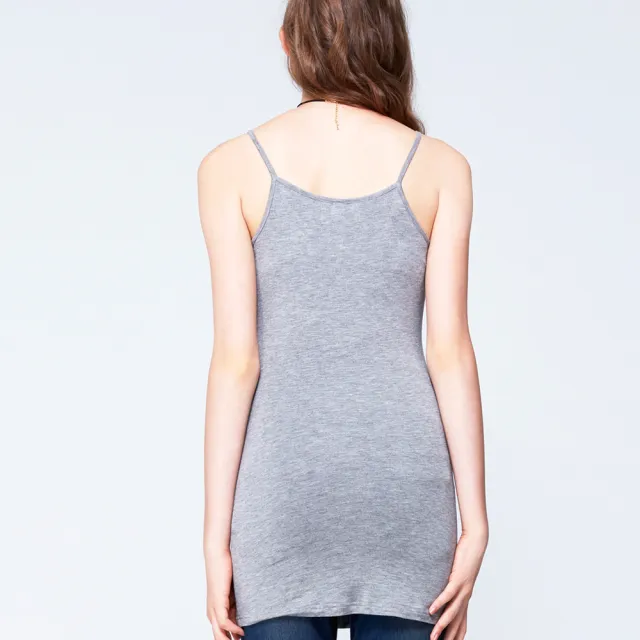 【Gennies 奇妮】細肩帶長版哺乳上衣-灰(哺乳衣 無袖哺乳衣 背心上衣 居家服 內搭衣 親膚 上掀哺乳)