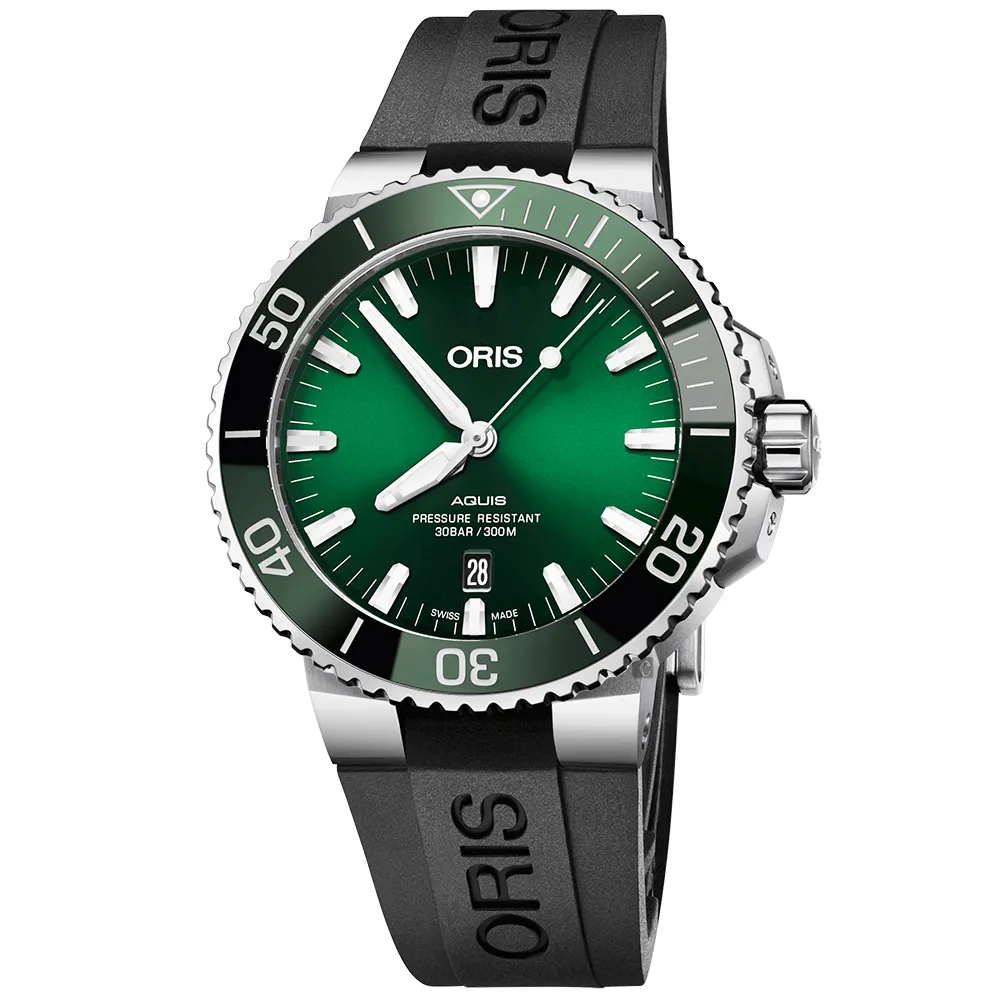 【ORIS 豪利時】Aquis 時間之海潛水300米日期機械錶-綠水鬼/43.5mm 聖誕節 禮物(0173377304157-0742464EB)