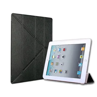 iPad Pro 11吋 A1980 蠶絲紋Y折保護皮套(黑)