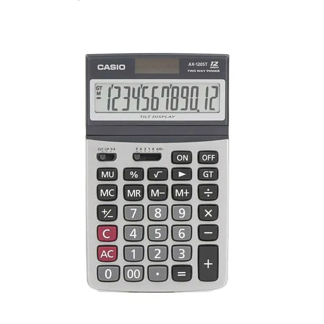 【CASIO 卡西歐】12位數雙電源可掀式商用計算機(AX-120ST)