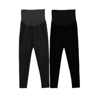 【Gennies 奇妮】親膚休閒長褲-黑/灰(孕婦褲 彈性 微刷毛 一體成型 無痕褲頭)