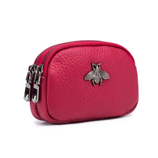 【Sp house】真皮 時尚蜂潮質感牛皮雙拉鍊零錢包(真皮包包 6色可選)