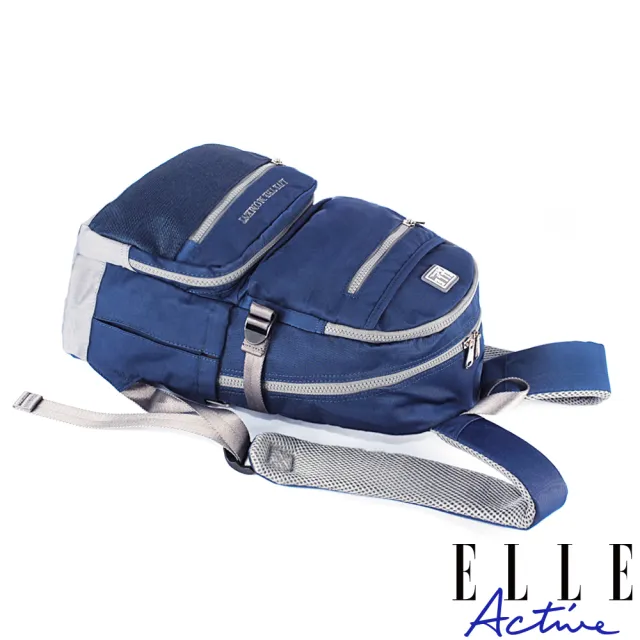 【ELLE active】透視網布系列-後背包-中-深藍色