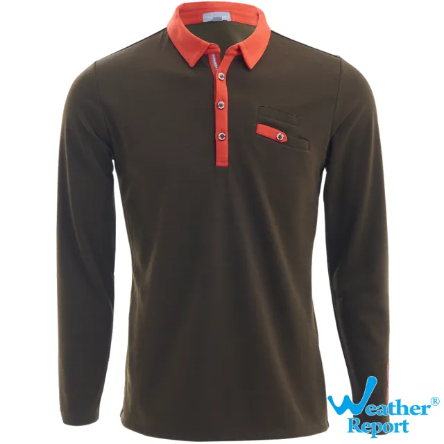 【Weather Report】保暖本布領男POLO衫 / 墨綠(WI4101-01)