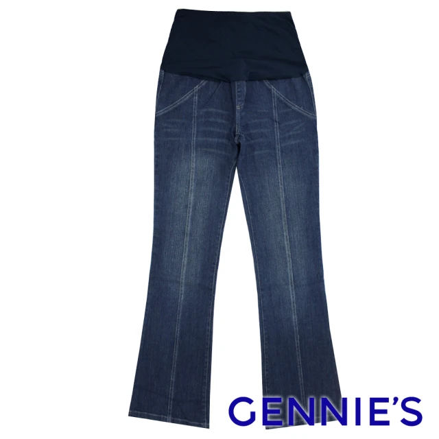 【Gennies 奇妮】顯瘦穿搭厚挺款牛仔小喇叭褲(藍G4V22)