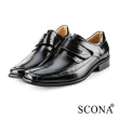 【SCONA 蘇格南】全真皮 經典素面側帶紳士鞋(黑色 0863-1)