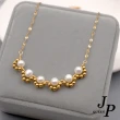 【Jpqueen】宮廷風珍珠花朵復古鈦鋼項鍊(金色)