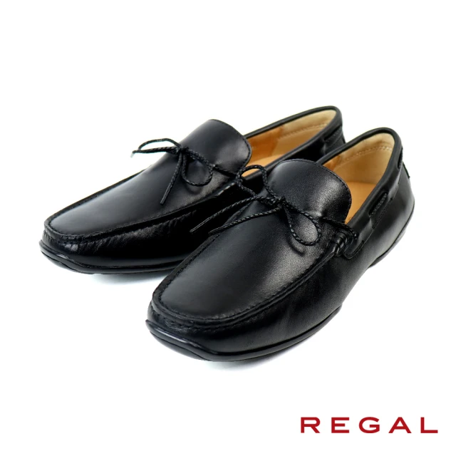 【REGAL】簡約素面綁帶帆船鞋 黑色(52DL-BL)
