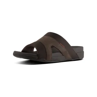 【FitFlop】FREEWAY III IN TEXTILE簡約一片式皮革涼鞋-男(巧克力棕)