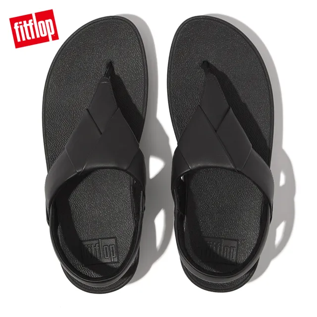 【FitFlop】LULU FOLDED-LEATHER BACK-STRAP SANDALS摺疊造型皮革後帶夾腳涼鞋-女(靓黑色)