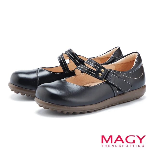 【MAGY 瑪格麗特】樂活舒適 真皮Q軟厚底包鞋(黑色)