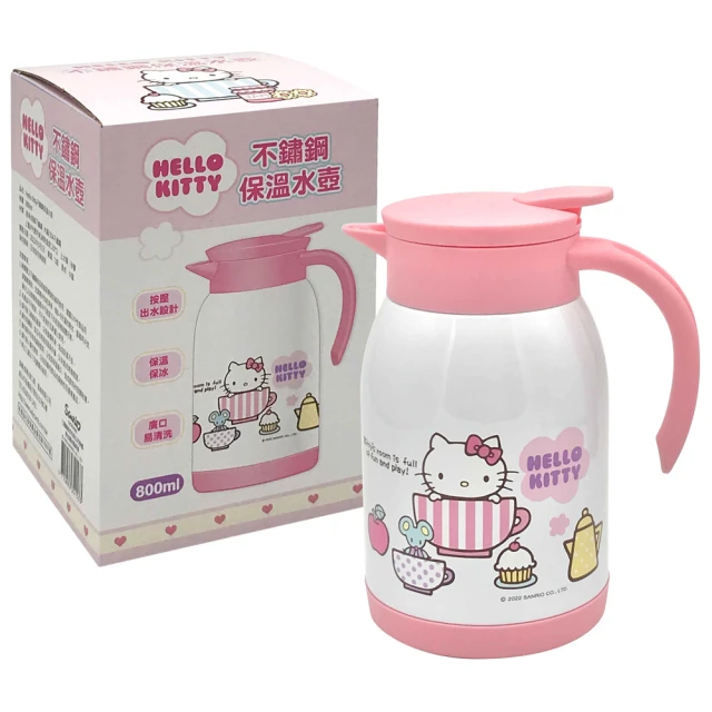 SANRIO 三麗鷗 Hello Kitty不鏽鋼保溫水壺800ml(台灣正版授權)