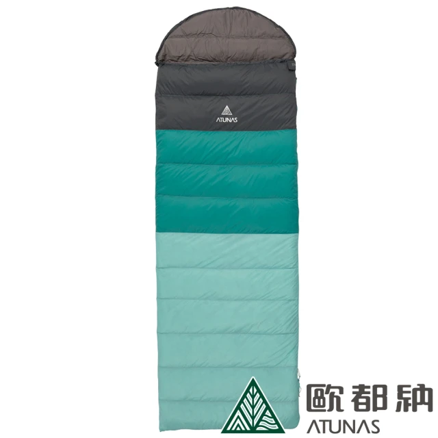 ATUNAS 歐都納 350 FIELD漸層保暖羽絨睡袋(A1SBEE01綠拿鐵/淺灰/露營/登山/可全開式/野營/背包客)