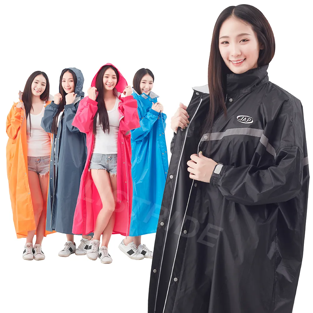【JAP】新日系風格前開式雨衣 YW-R301 三層防水 隱藏式雨帽(高係數反光條 可收納雨帽 可調袖口)